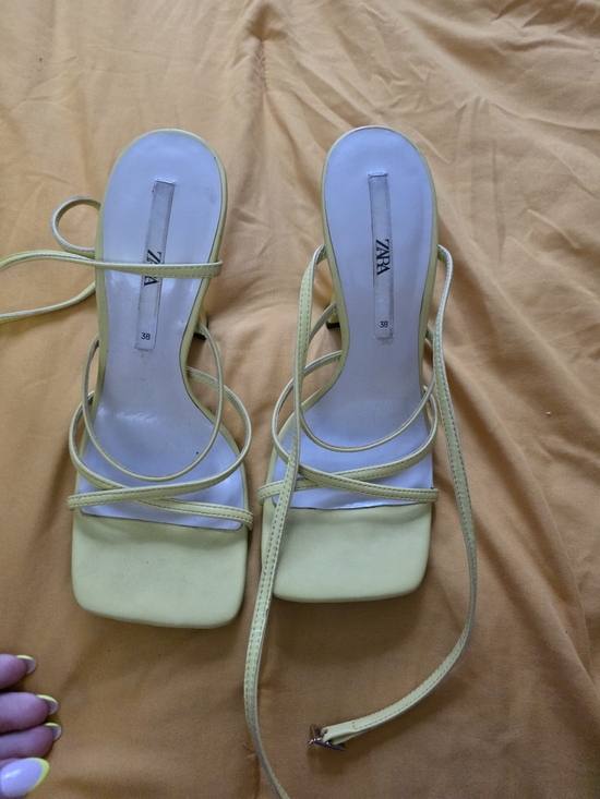 Zara Shoes - ZARA Yellow Strappy Square-Toe Sandals